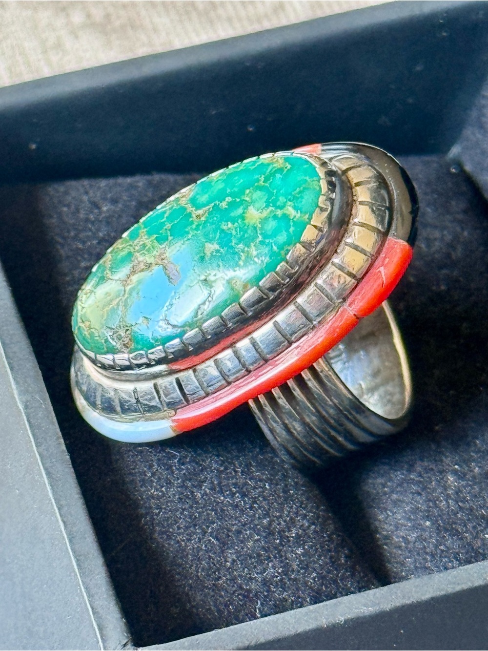 Handcrafted ring by David Tune Award- Winning Native American artist.